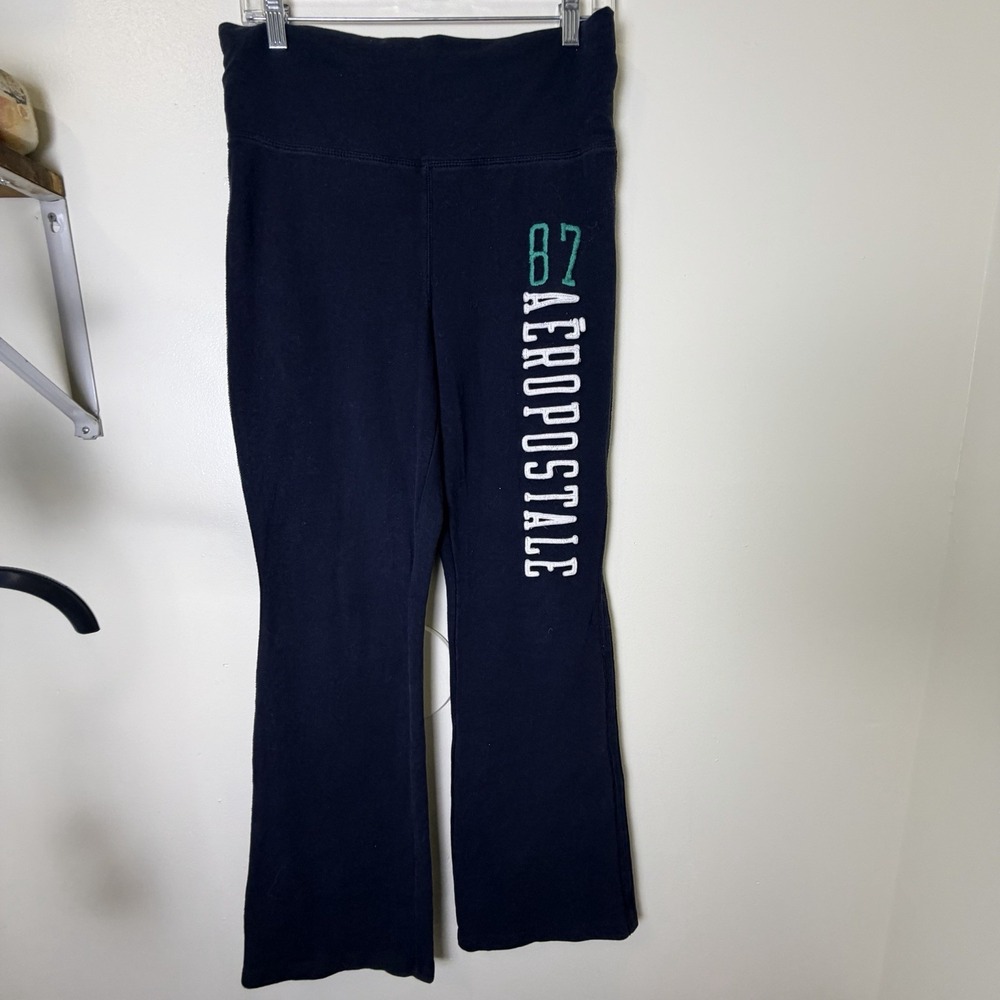 Aeropostale Women's 87 Fit & Flare Sweatpants Medium Size Navy/Black Y2K